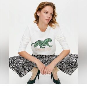 Aritiza Little Moon Green Tiger Sweatshirt Size L